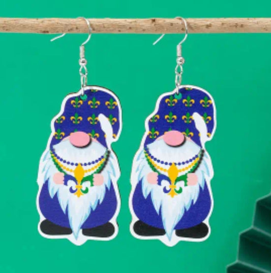 Mardi Gras Gnome Earrings