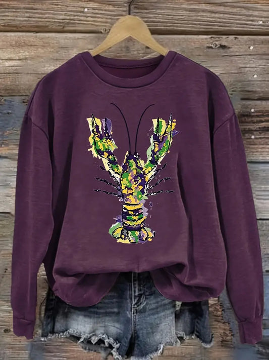 Mardi Gras Women's Long Sleeve Crawfish Sweatshirt