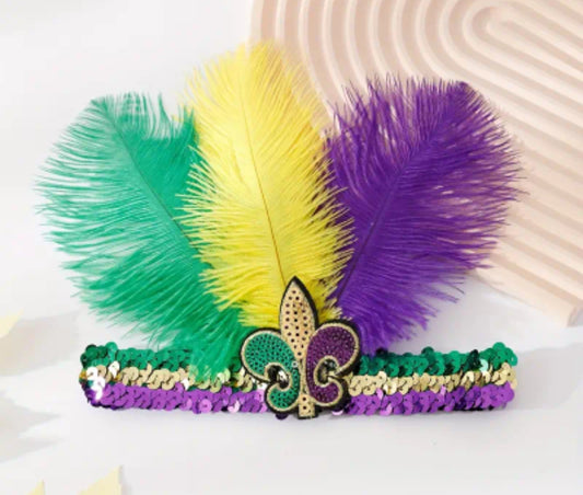 Mardi Gras Feathered Headband