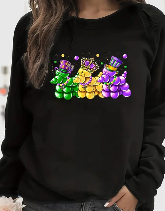 Mardi Gras Women's Bead Dog Long Sleeve Shirt