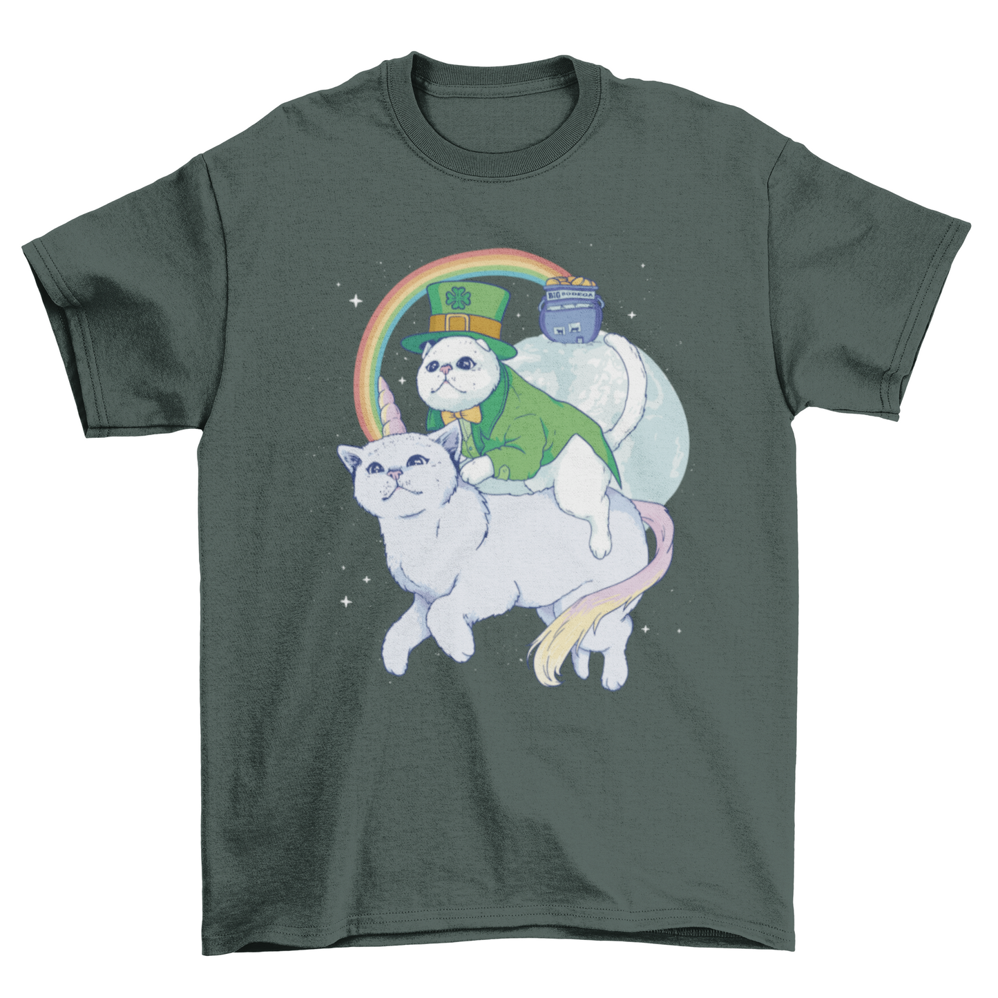 St patricks unicorn cat t-shirt design