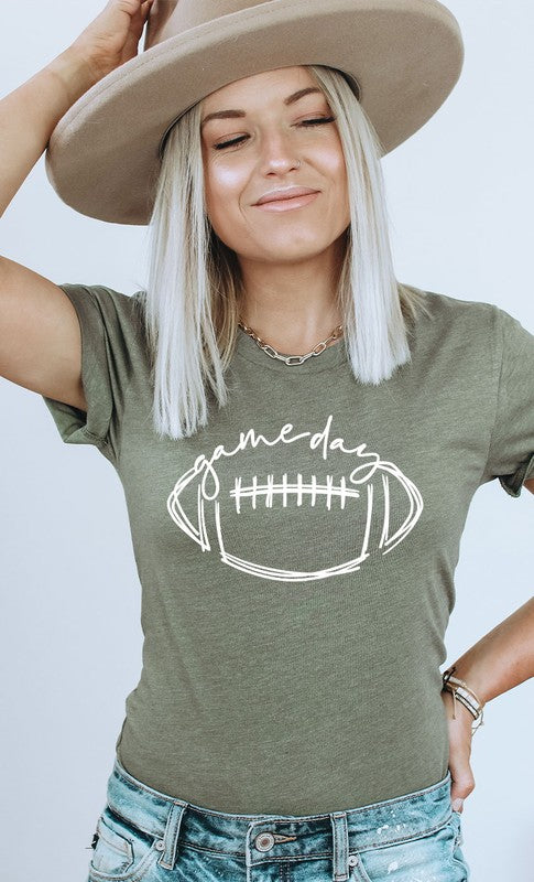 Cursive Football Game Day Graphic Tee PLUS