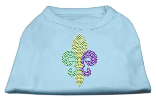 Mardi Gras Fleur De Lis Rhinestone Dog Shirt Baby Blue Sm - 10