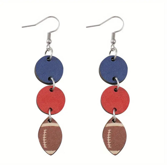 Red and Blue Football Earrings