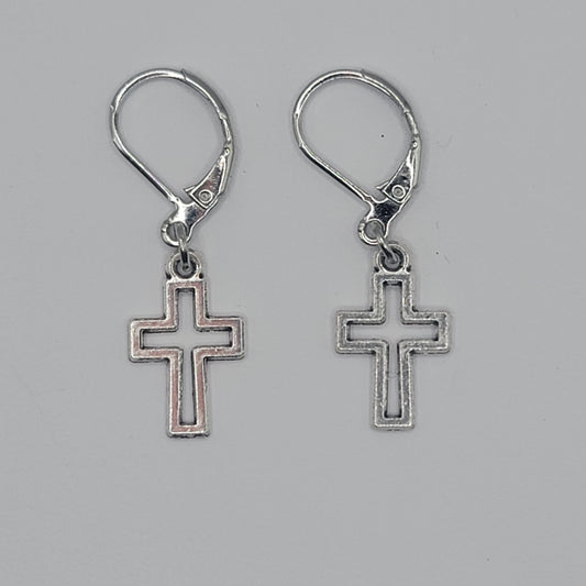 Cross Earrings on Sterling Silver Handmade
