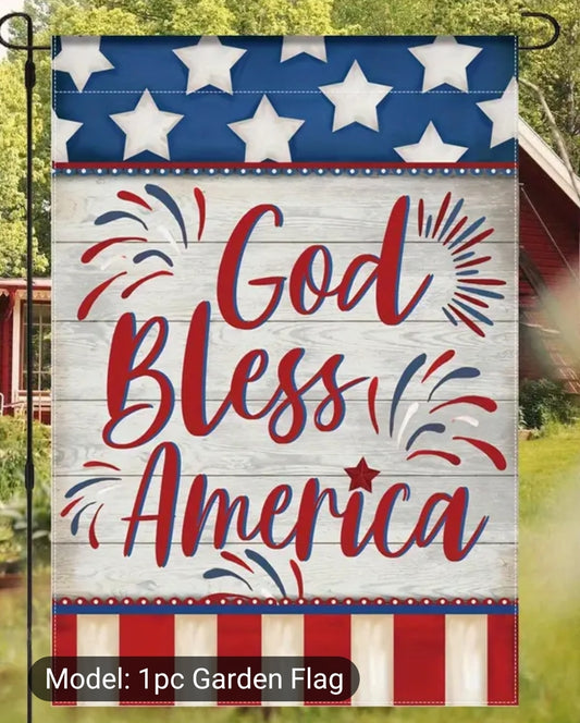 4th of July God Bless America Garden Flag 12"x18"