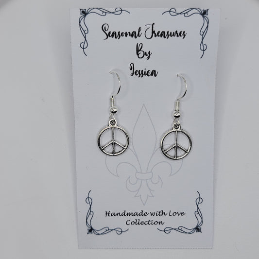 Handmade Peace Sign Earrings in Sterling Silver