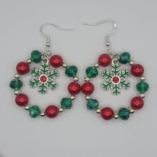 Handmade Christmas Snowflake Earrings on Sterling Silver Hooks
