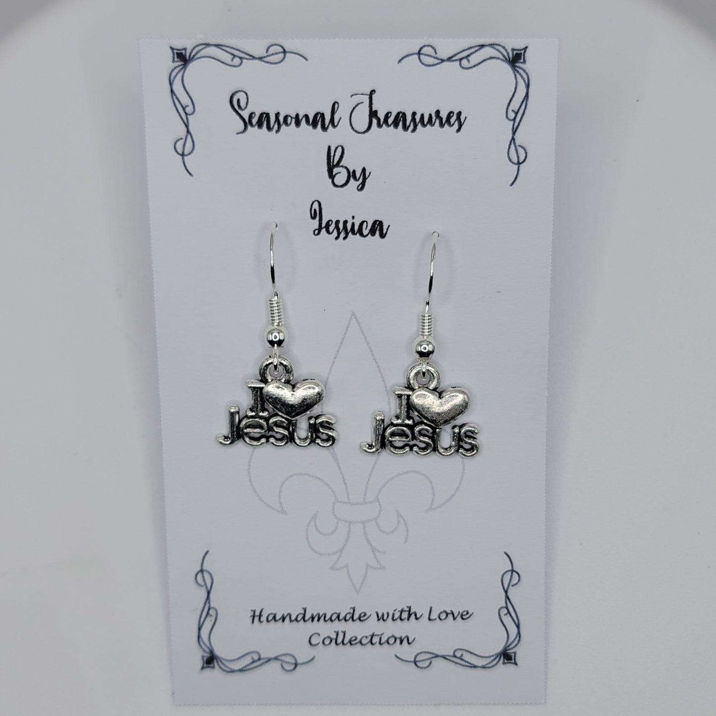 Handmade I Love Jesus Earrings in Sterling Silver
