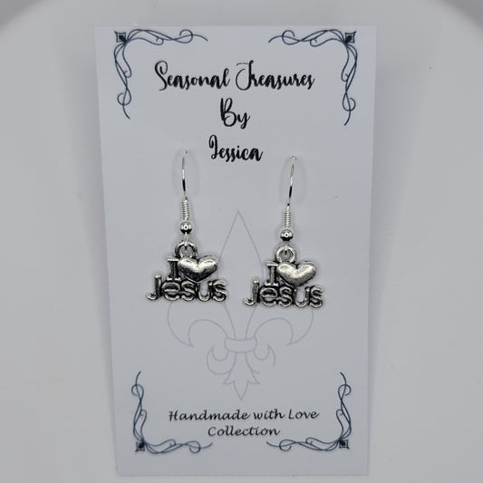 Handmade I Love Jesus Earrings in Sterling Silver