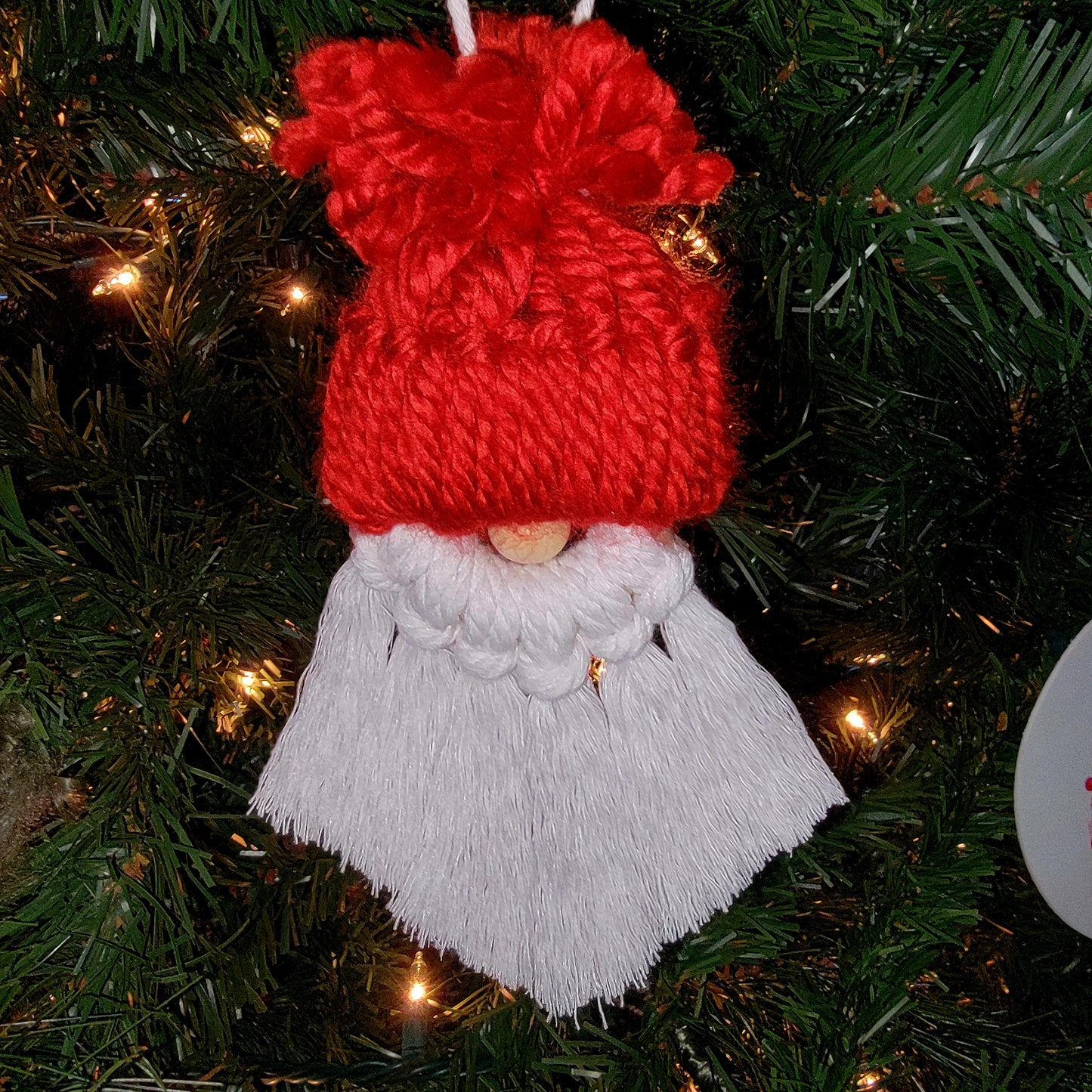 Handmade Macrame Santa Gnome Christmas Ornament