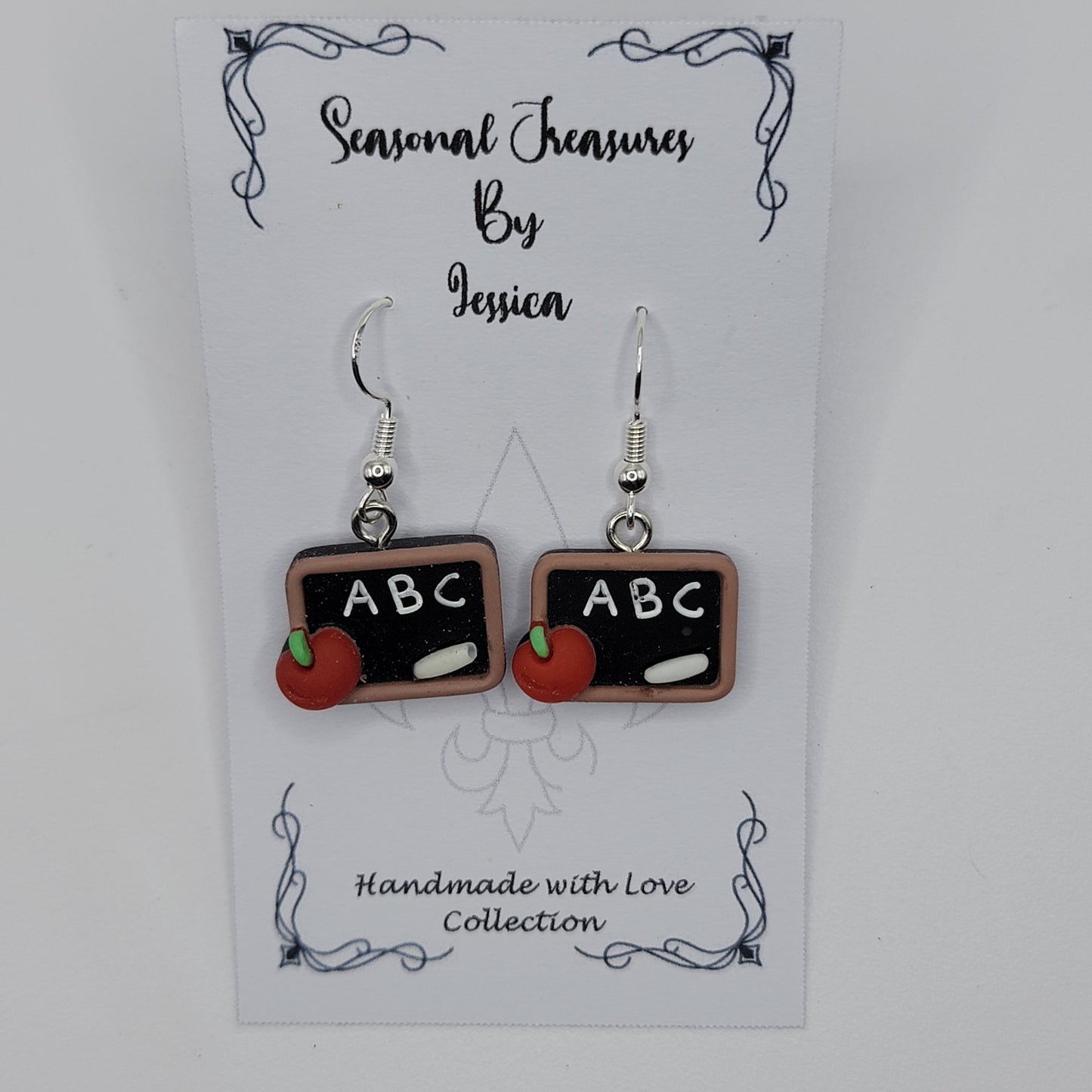 Handmade Chalkboard Teacher Earrings in sterling silver