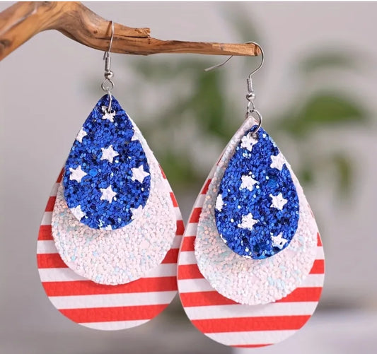 4th of July American Flag Earrings