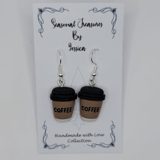 Handmade Coffee Earrings in sterling silver