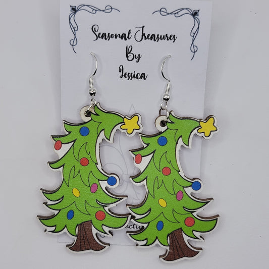 Handmade Crooked Christmas Tree Earrings I'm Sterling Silver