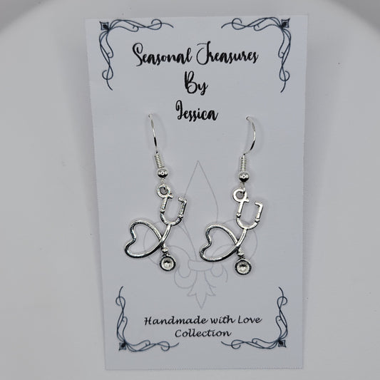 Handmade Stethoscope Earrings in  Sterling Silver